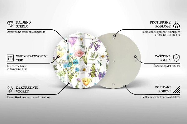 Deska kuchenna szklana Ilustracja kwiaty