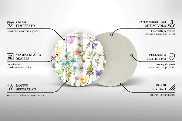 Deska kuchenna szklana Ilustracja kwiaty