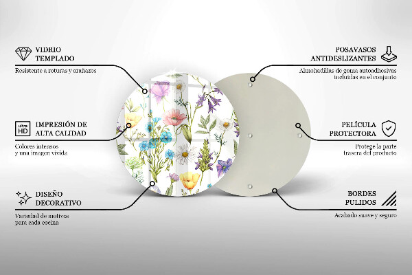 Deska kuchenna szklana Ilustracja kwiaty