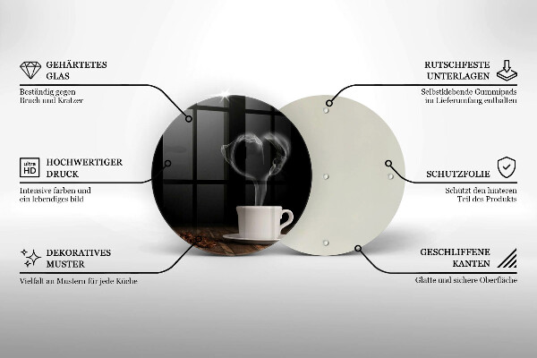 Deska kuchenna szklana Kawa filiżanka serce