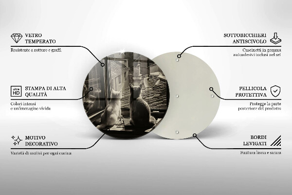 Deska kuchenna szklana Koty miasto i okno