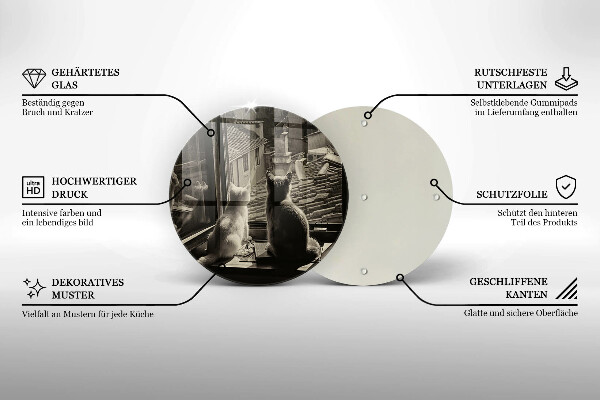 Deska kuchenna szklana Koty miasto i okno