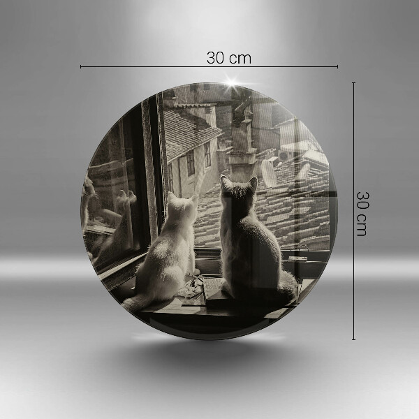 Deska kuchenna szklana Koty miasto i okno