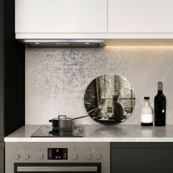 Deska kuchenna szklana Koty miasto i okno