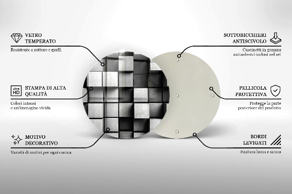 Deska kuchenna szklana Abstrakcja kwadraty 3D