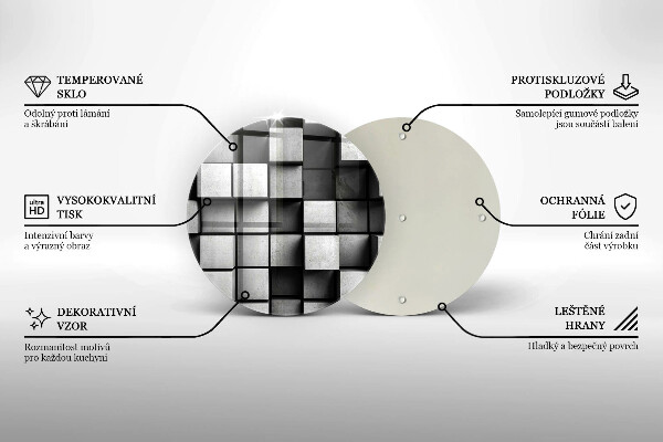 Deska kuchenna szklana Abstrakcja kwadraty 3D
