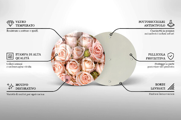Deska kuchenna szklana Bukiet delikatne róże