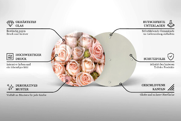 Deska kuchenna szklana Bukiet delikatne róże