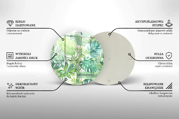 Deska kuchenna szklana Akwarele boho liście