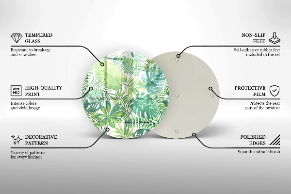 Deska kuchenna szklana Akwarele boho liście