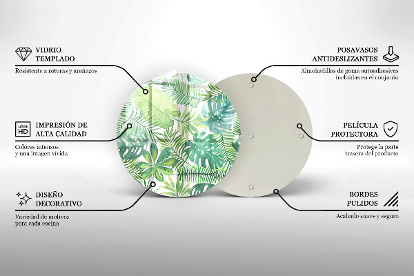 Deska kuchenna szklana Akwarele boho liście