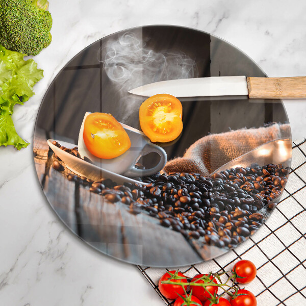 Deska kuchenna szklana Filiżanka kawy i serce