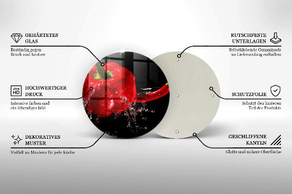 Deska kuchenna szklana Czerwone papryki w wodzie