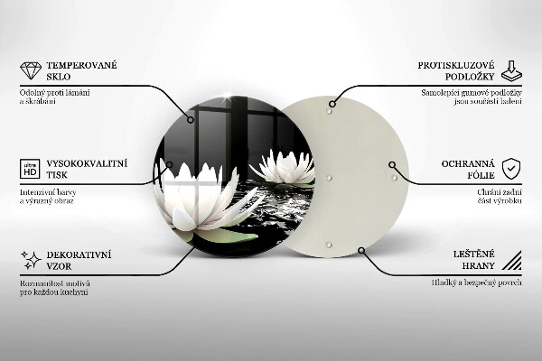 Deska kuchenna szklana Białe lilie na wodzie