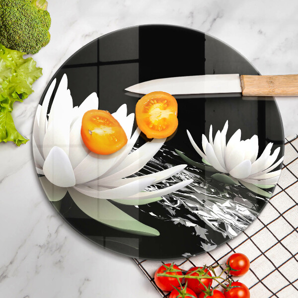 Deska kuchenna szklana Białe lilie na wodzie