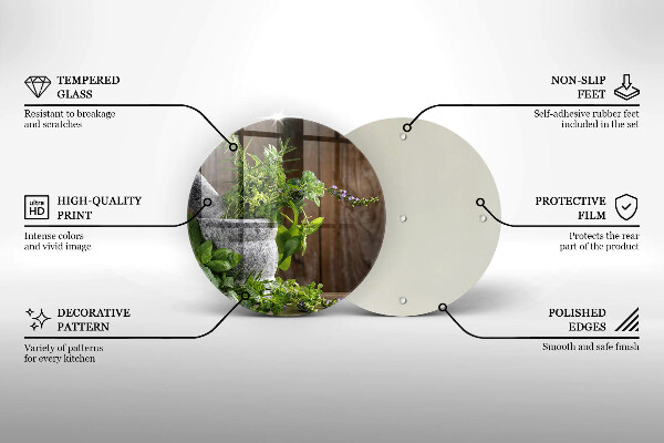 Deska kuchenna szklana Rośliny zioła i drewno