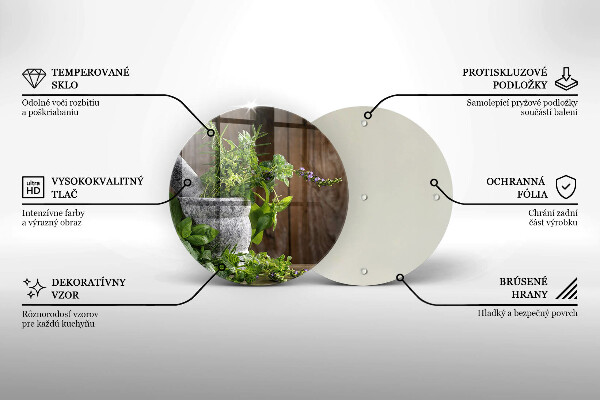 Deska kuchenna szklana Rośliny zioła i drewno