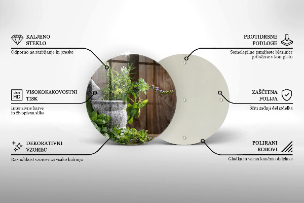 Deska kuchenna szklana Rośliny zioła i drewno