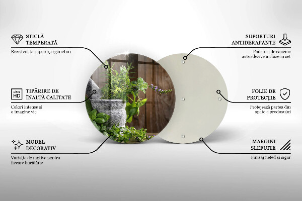 Deska kuchenna szklana Rośliny zioła i drewno