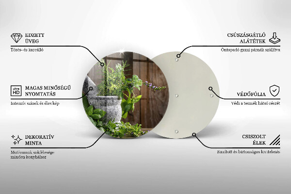 Deska kuchenna szklana Rośliny zioła i drewno