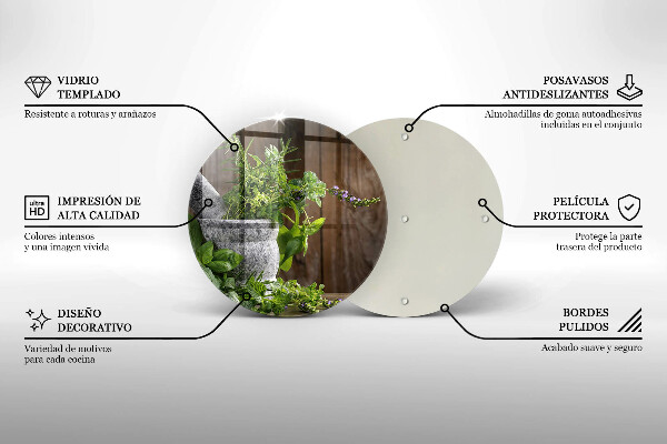 Deska kuchenna szklana Rośliny zioła i drewno