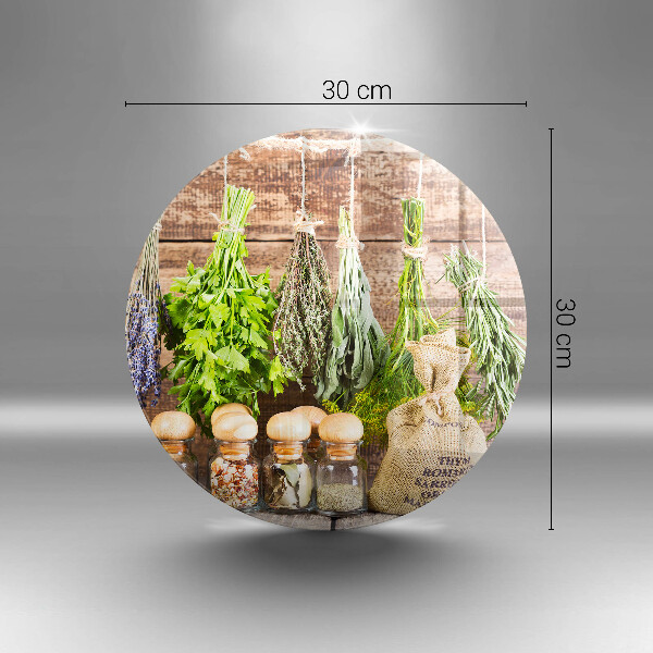 Deska kuchenna szklana Zioła przyprawy i drewno