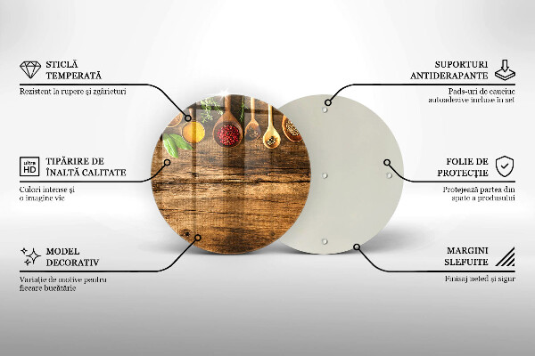 Deska kuchenna szklana Drewniane łyżki przyprawy