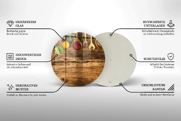 Deska kuchenna szklana Drewniane łyżki przyprawy