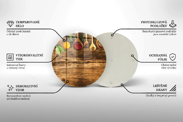 Deska kuchenna szklana Drewniane łyżki przyprawy