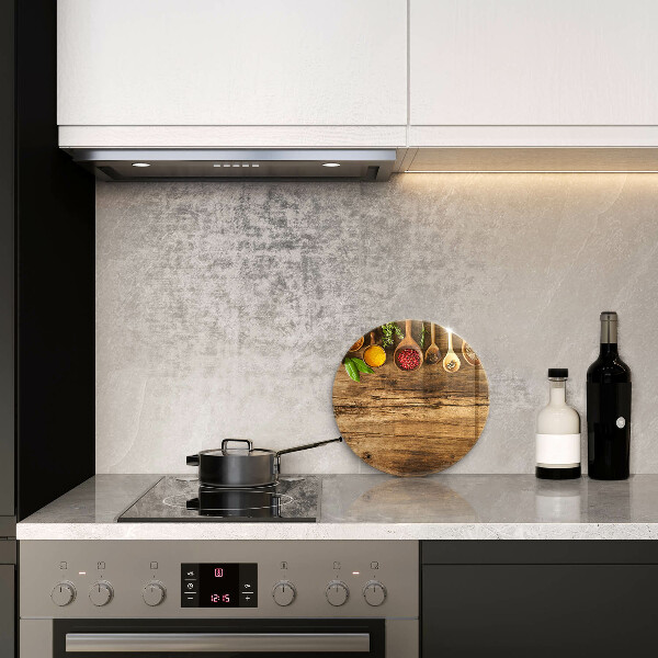 Deska kuchenna szklana Drewniane łyżki przyprawy