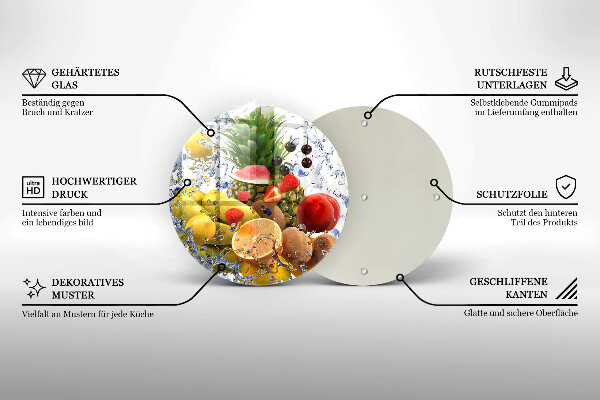 Deska kuchenna szklana Soczyste owoce i woda