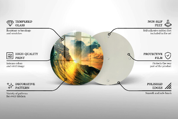 Deska kuchenna szklana Fala i zachód słońca