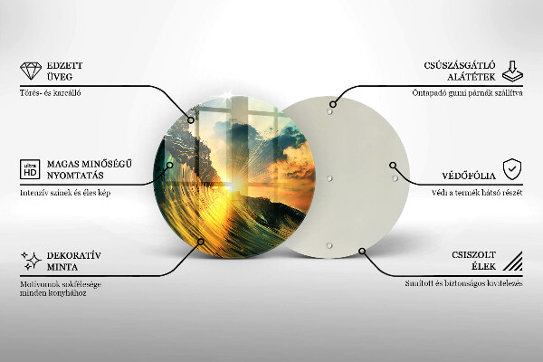 Deska kuchenna szklana Fala i zachód słońca