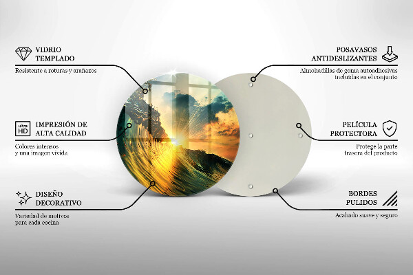 Deska kuchenna szklana Fala i zachód słońca