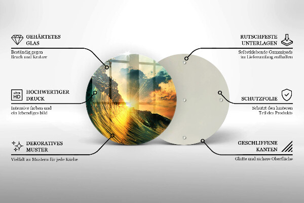 Deska kuchenna szklana Fala i zachód słońca