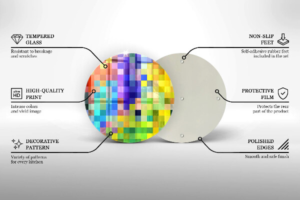 Deska kuchenna szklana Kolorowe kwadraty piksele