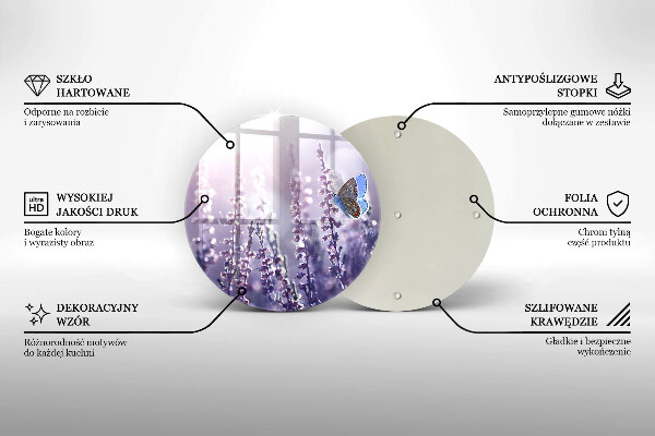 Deska kuchenna szklana Polne kwiaty i motyl