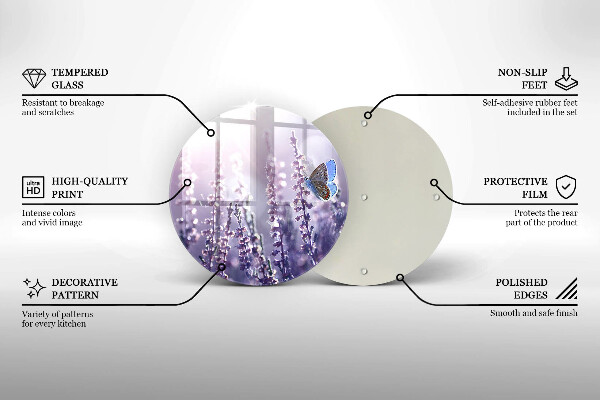 Deska kuchenna szklana Polne kwiaty i motyl