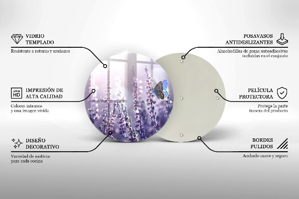 Deska kuchenna szklana Polne kwiaty i motyl