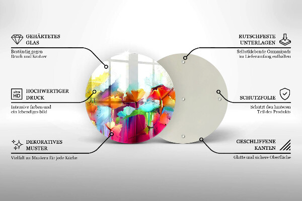 Deska kuchenna szklana Malowane farbami kwiaty