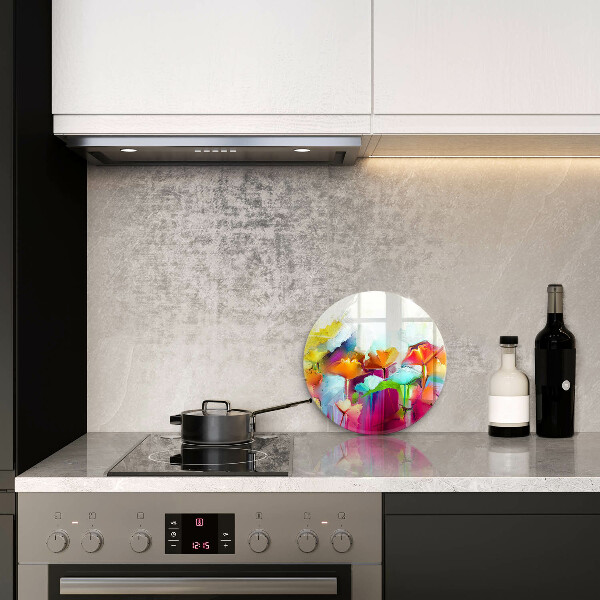 Deska kuchenna szklana Malowane farbami kwiaty