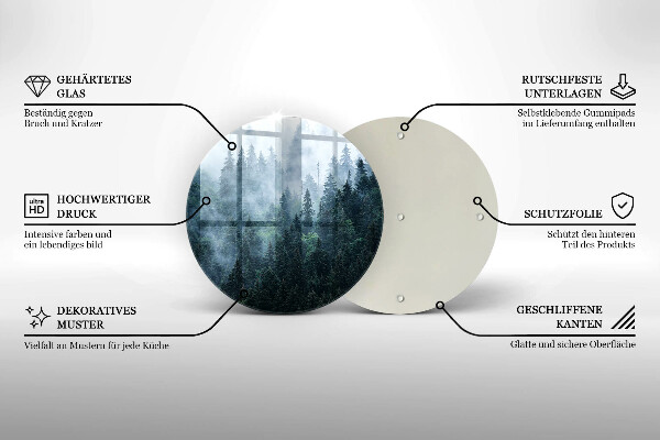 Deska kuchenna szklana Las drzewa i mgła