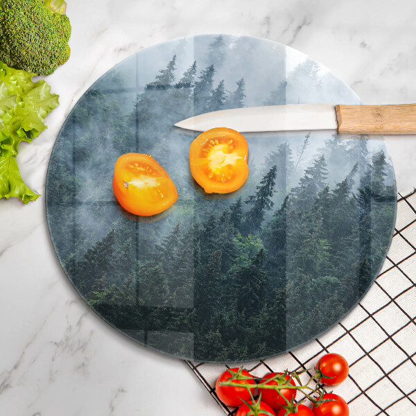 Deska kuchenna szklana Las drzewa i mgła