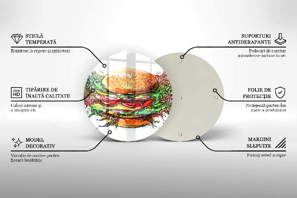 Deska kuchenna szklana Rysunek hamburger