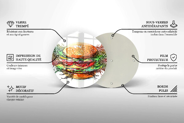 Deska kuchenna szklana Rysunek hamburger