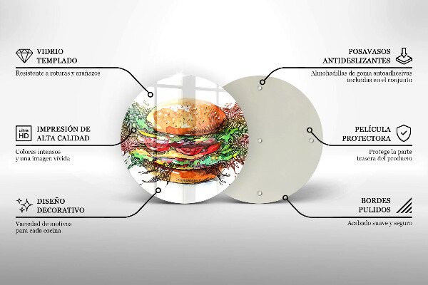 Deska kuchenna szklana Rysunek hamburger