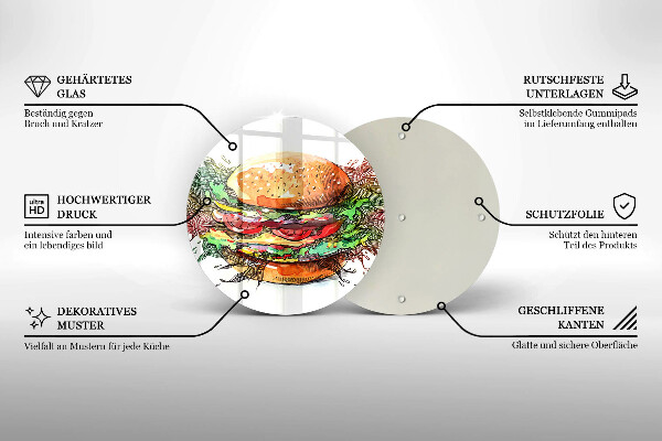 Deska kuchenna szklana Rysunek hamburger