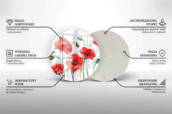 Deska kuchenna szklana Kwiaty czerwone maki