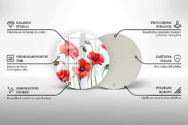 Deska kuchenna szklana Kwiaty czerwone maki