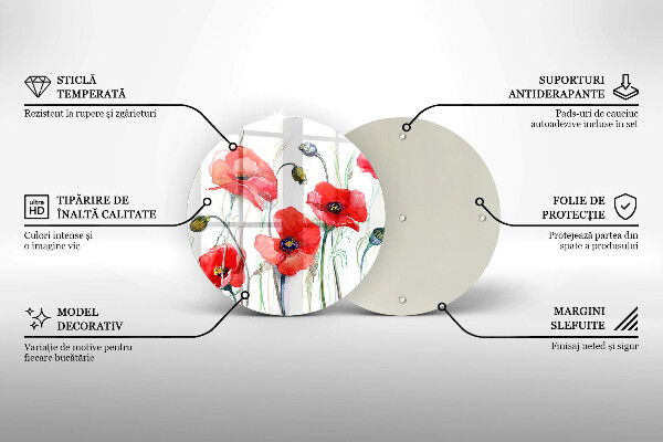 Deska kuchenna szklana Kwiaty czerwone maki